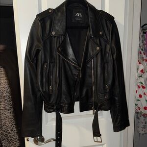 Zara Classic Black Leather Jacket